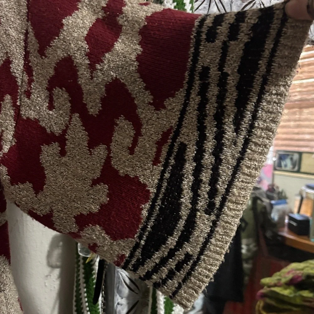 Lucky Brand Burgundy and Cream Cardigan - Picture 3 of 5